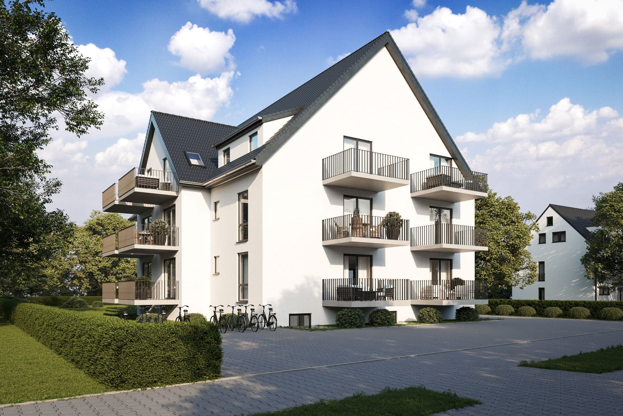 Ritterfelddamm 150 apartment building – street side with entrance area
